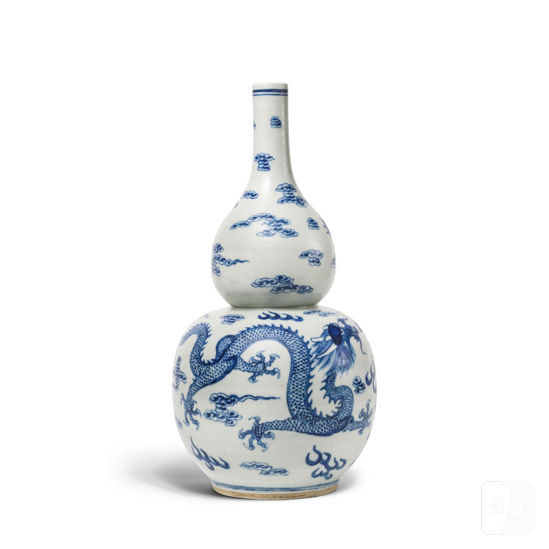 清 十九世紀 青花雲龍紋葫蘆瓶 | GRAND VASE DOUBLE GOURDE EN PORCELAINE BLEU BLANC - 图7